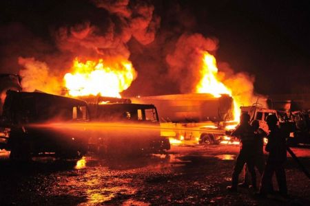 16 NATO supply trucks set ablaze by Talibans in Pakistan