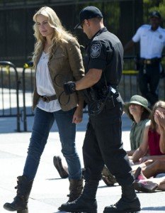Daryl Hannah was among more than 70 people arrested Tuesday