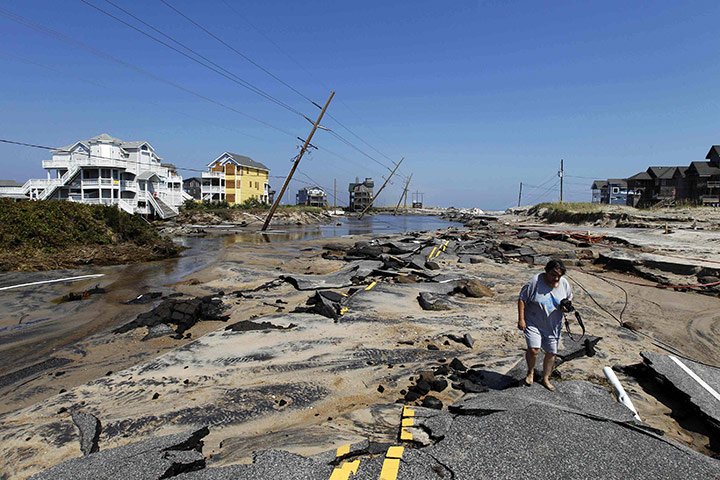 Hurricane Irene travelled along 1,100 miles of US coastline leaving a trail of destruction as reaching far inland
