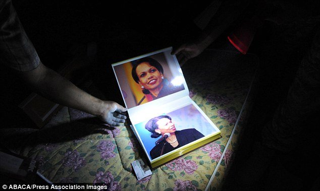 Photo album featuring Condoleezza Rice, found in Colonel Gaddafi's residence, Bab Al Aziziya