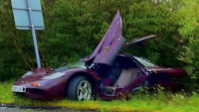 Rowan Atkinson McLaren F1 supercar crashed