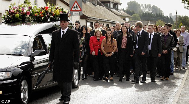 Shannon Graham (center) attended mother's funeral service in Northern Ireland this morning