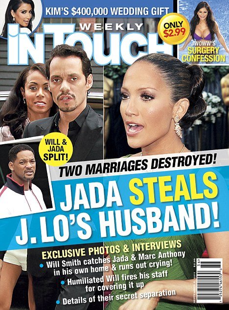 The cover of InTouch magazine, which was released yesterday with a  6 pages article claiming that Will Smith and Jada Pinkett Smith have separated