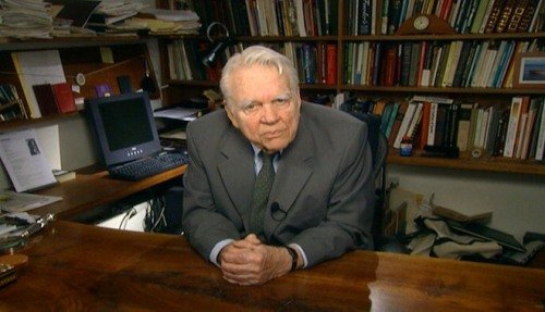 Criticized or praised, Andy Rooney, 92, remains a living legend. The walnut table was made by himself.