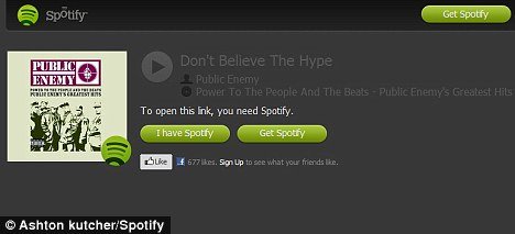 Ashton Kutcher posted this link to Public Enemy song Don't Believe the Hype on his Spotify account on Wednesday