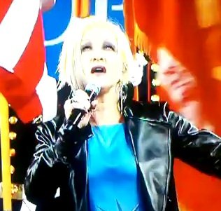 Cyndi Lauper singing US national anthem at US Open 9/11 commemoration