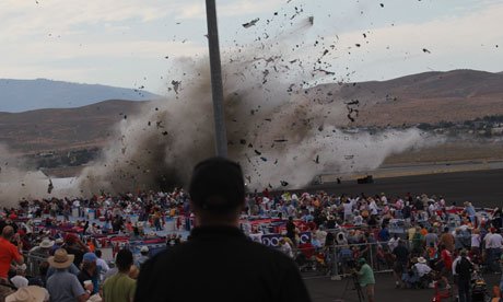 Galloping Ghost, the P-51 Mustang fighter plane plunges into the grandstands of Reno Air Race event
