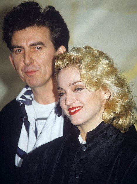 George Harrison and Madonna in 1986 during Shanghai Surprise film press conference