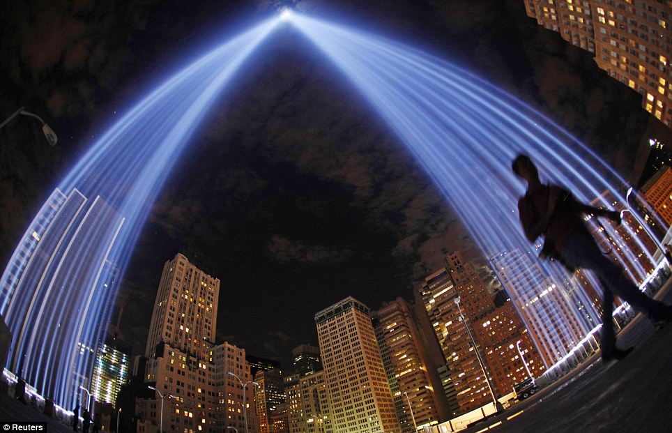 Ground Zero "Tribute in Light" uses 88 powerful beams and has been running every year to mark the anniversary of the attacks