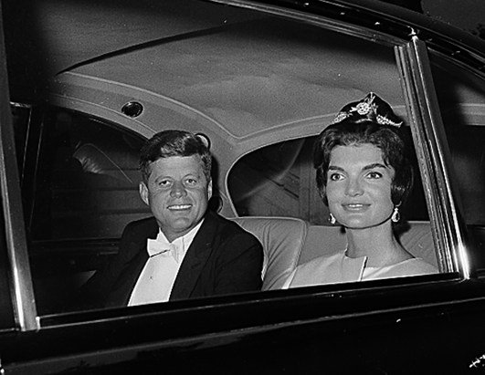 Jacqueline Kennedy and JFK during the official visit in France