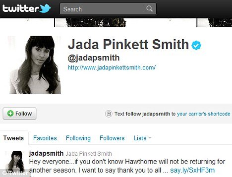 Jada Pinkett Smith thanked her fans on Twitter