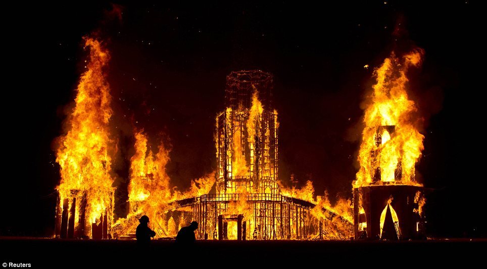 Temple of Transition was burnt to the ground to celebrate the end of 2011 Burning Man project