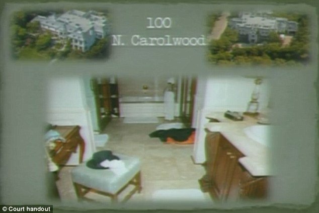 The court was shown pictures from inside Michael Jackson's home, here is the bathroom with his jacket on the floor