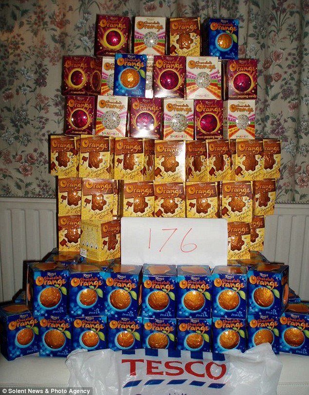 A shopper, who have took advantage of the glitch at Tesco, bought 176  boxes of Terry’s Chocolate Orange and posted the photo on internet