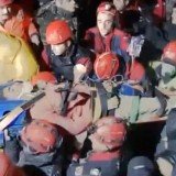 Ferhat Tokay, a 13-year-old boy has been pulled alive from the rubble in Ercis after 108 hours since earthquake hit the south-eastern Turkey
