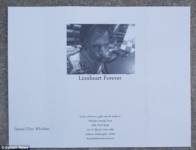 Order of Service wrote on the front page “Lionheart Forever”, underneath a picture of Dan Wheldon kissing one of his many trophies - in reference to the driver's nickname, earned for fearless racing