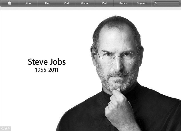 The Apple Home page has revealed that Steve Jobs had died