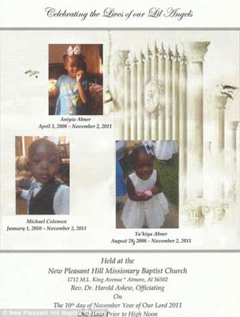 A funeral service for the three toddlers will be held Thursday, November 10, at New Pleasant Hill Missionary Baptist Church