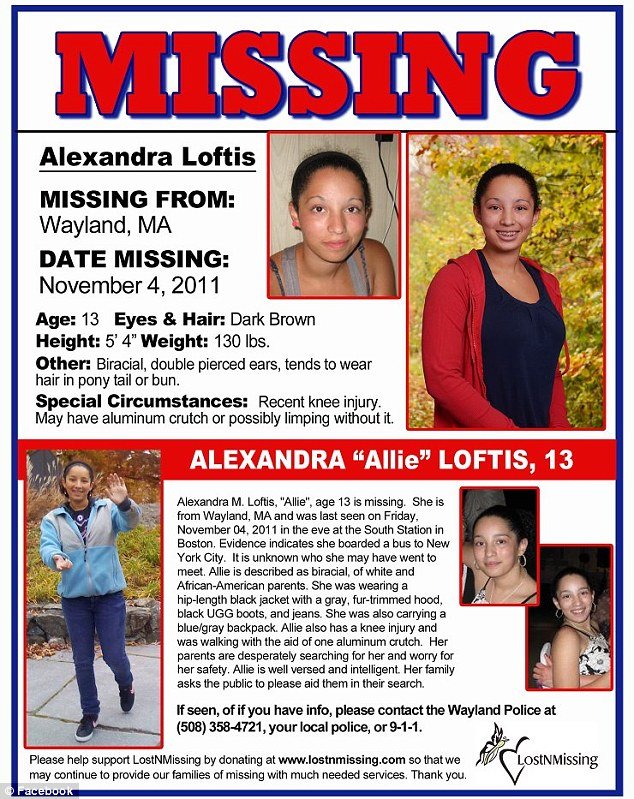Allie Loftis' family had searched long and hard for their daughter, never giving up hope, with their efforts rippling throughout the New York area to local police stations, city streets and across social media sites showing a number of various fliers