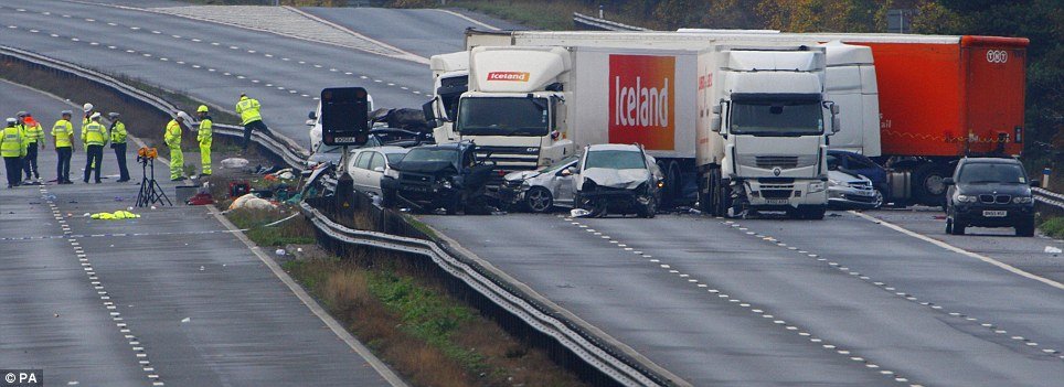 At least 7 people were killed and 51 injured in a horrific 27 vehicles crash on the M5 motorway near Taunton, Somerset, UK