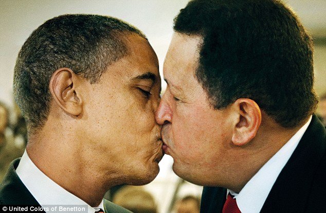 Benetton campaign includes a picture of U.S. President Barack Obama kissing Venezuelan President Hugo Chavez