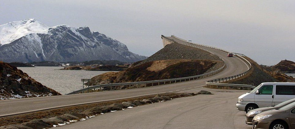 Norway, the Storseisundet Bridge on the Atlantic Road is an apparent road to nowhere