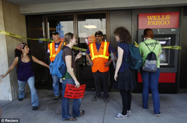 Several windows at a Wells Fargo branch were also smashed by Occupy Oakland protesters