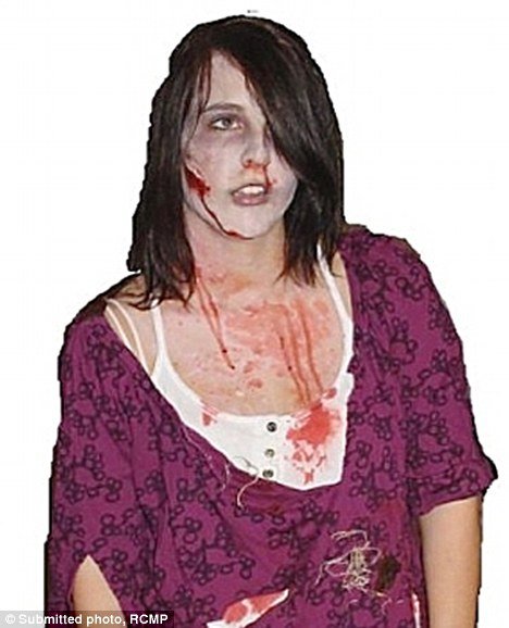 Taylor Van Diest, a teenager from Armstrong, British Columbia in Canada, who died after being beaten unconscious on Halloween was dressed as a zombie and covered in fake blood the night of her killing