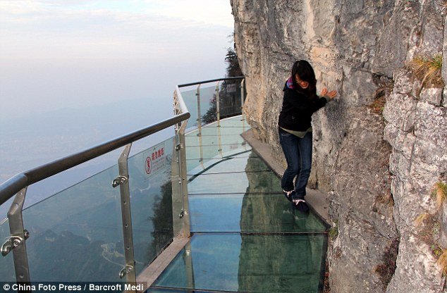 The oriental Skywalk is situated 4,700 ft above sea level on the side of the Tianmen Mountain in Zhangjiajie, China