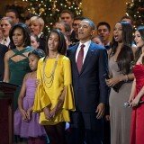 Obama family joined musical stars Justin Bieber, Cee Lo Green, Jennifer Hudson, Victoria Justice and The Band Perry at the 30th annual Christmas In Washington concert