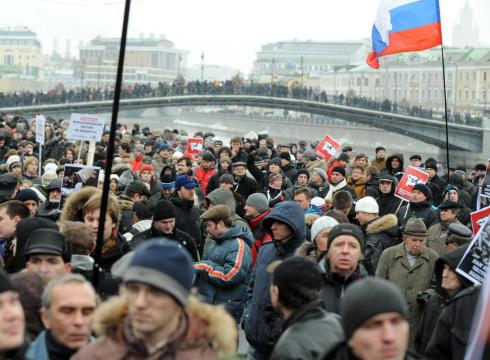 Protesters allege there was widespread fraud in Sunday's polls - though the ruling United Russia party saw its share of the vote fall sharply