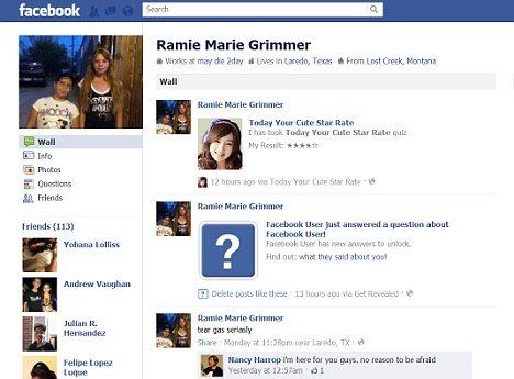 Ramie Marie Grimmer wrote “may die 2day” on her Facebook page during the seven-hour stand-off her mother had dragged her into with police