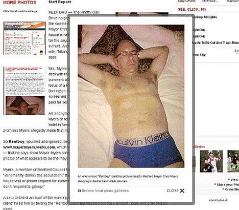 The anonymous allegation against Chris Myers, a father-of-two, was posted on a website and included a photo of a man who appeared to be him, in his Calvin Klein underwear