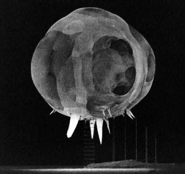 The “Rapatronic” camera - an ultra-high-speed camera that sat seven miles from the blast site and captured images at high speed - including this image of an 100-ft ball of fire, one ten-millionth of a second after detonation