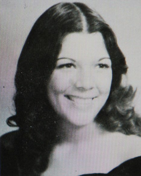 Kris Jenner posing for a series of high school year book black and white pictures dating from the early 1970s