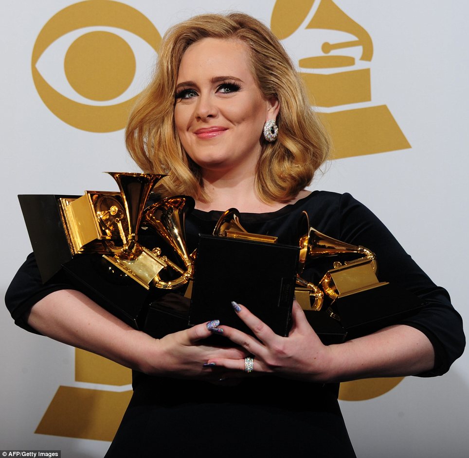 British singer Adele was the big winner at the Grammy Awards 2012 in Los Angeles, winning six prizes including record, song and album of the year