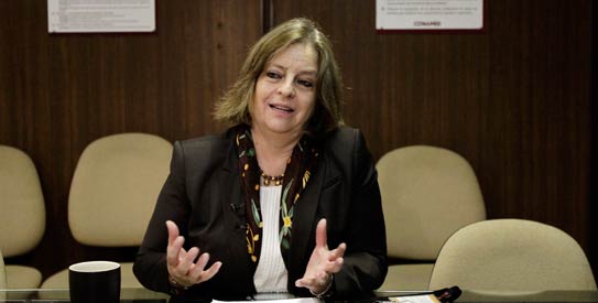 Maria Elena Medina, director of the National Institute of Psychiatry, speaks about the patent of a new vaccine that could reduce addiction to heroin, during a news conference at the institute in Mexico City