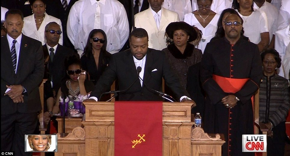  Pastor Joe Carter took to the alter to read some scripture and start the celebration of Whitney Houston's life