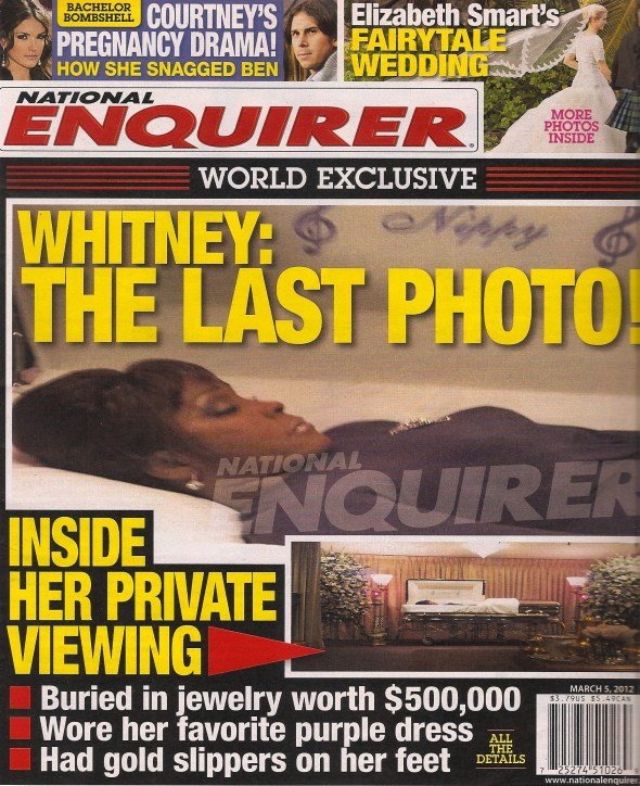 Picture of dead Whitney Houston in the coffin published by National Enquirer