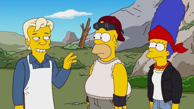 The 500th episode saw the Simpsons exiled to a community of outsiders where they met Wikileaks founder Julian Assange