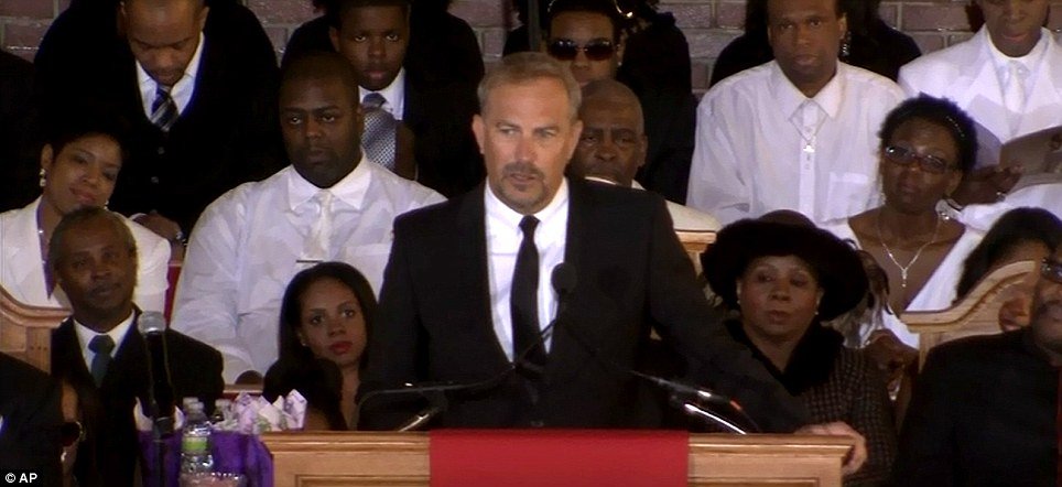 The Bodyguard co-star Kevin Costner got up to share memories of his time with his beloved friend Whitney Houston