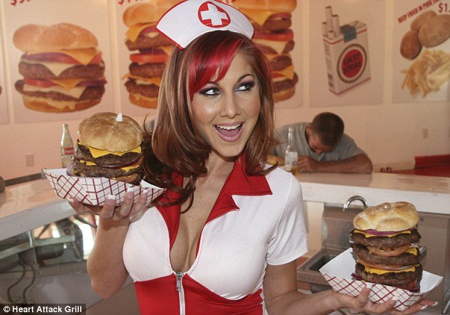 The Heart Attack Grill sells calorie-laden fare with names such as Quadruple Bypass Burgers and Flatline Fries