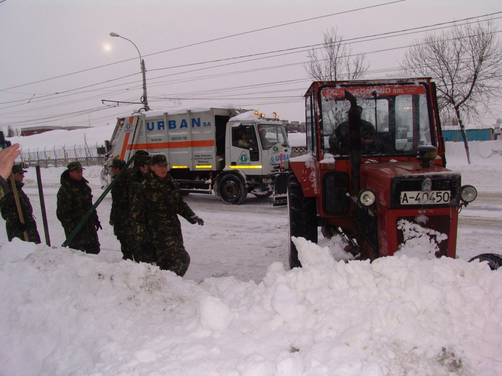 Troops in Romania were deployed last week to rescue those stranded in cars by blizzards