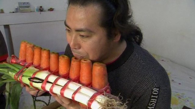 Nan Weidong and Nan Weiping have been making playable flutes with everything from leeks to carrots
