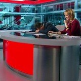 Simon McCoy, the BBC Breakfast show presenter, has been caught apparently asleep on his desk during this morning show