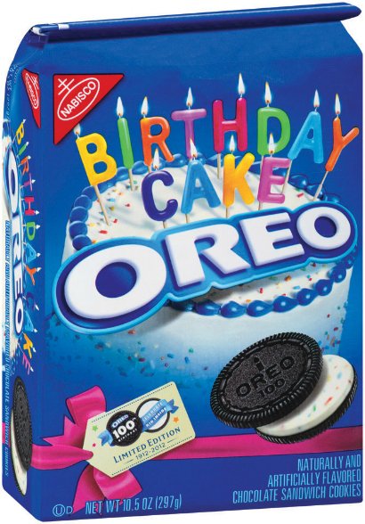 To mark the cookie’s centenary, Nabisco released a limited edition of "Birthday Cake" Oreo