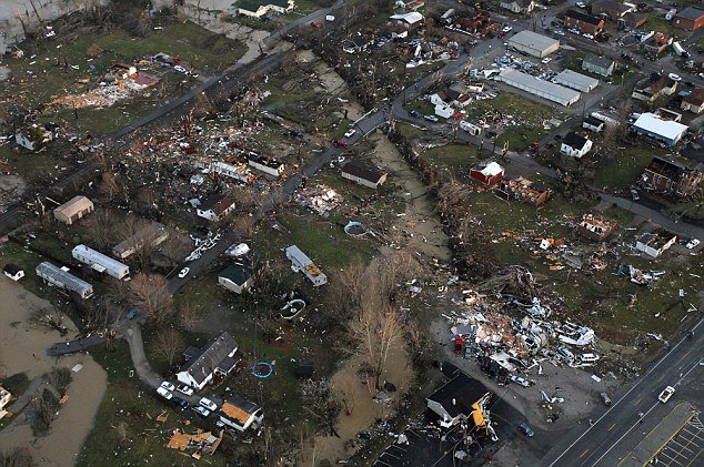 Tornadoes have destroyed towns in Southern Indiana, including Henryville, pictured, and neighboring Marysville, which is “completely gone”