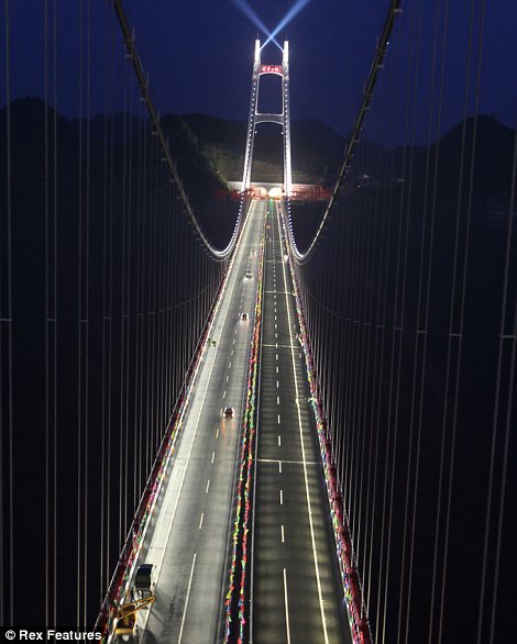 At 1,102 ft up and 3,858 ft across the ambitious Aizhai suspension bridge has become the highest and longest in the world