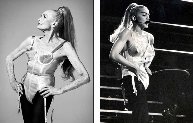 Daphne Selfe, the oldest world’s supermodel, agreed to pose as Madonna in her prime
