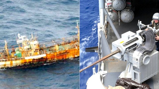 The US Coast Guard has used cannon to sink the Japanese ghost ship that drifted to Alaska after the 2011 tsunami